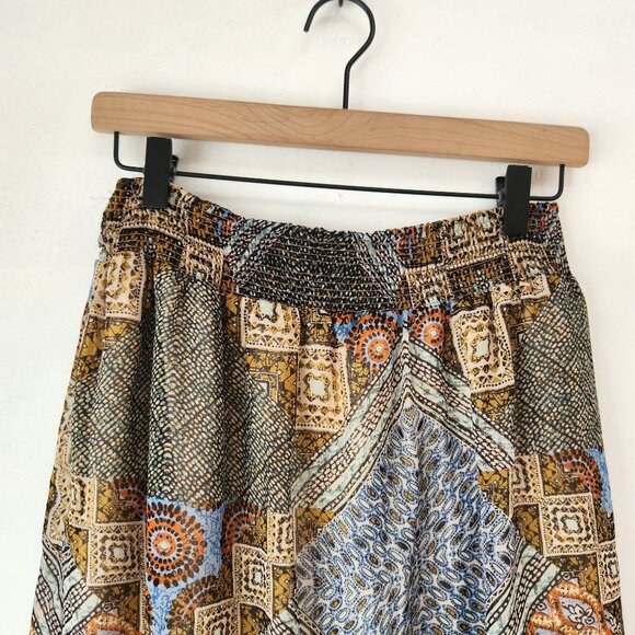 Poetry Maxi Skirt Artsy Elastic Pull-On Waist Geometric Printed Women's L - Picture 3 of 9
